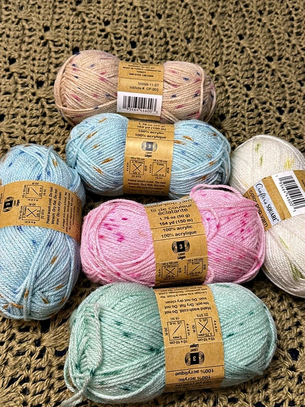 Crafts Square Color Pop Yarn Acrylic Bundle Pink & Blue